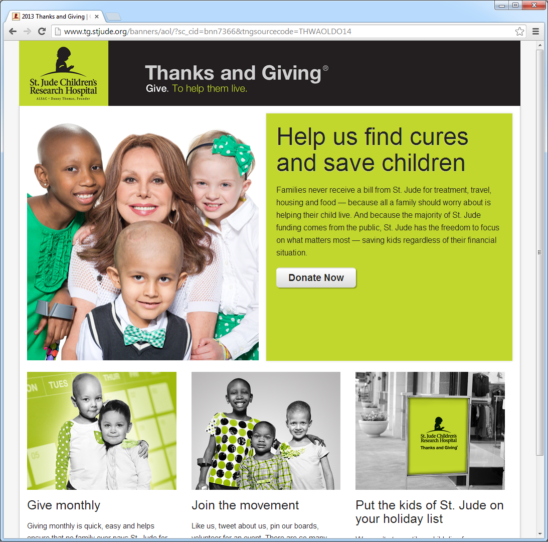 An original AOL advert for the St. Jude's Research Hospital Screenshot of an original AOL advert for the St. Jude's Research Hospital