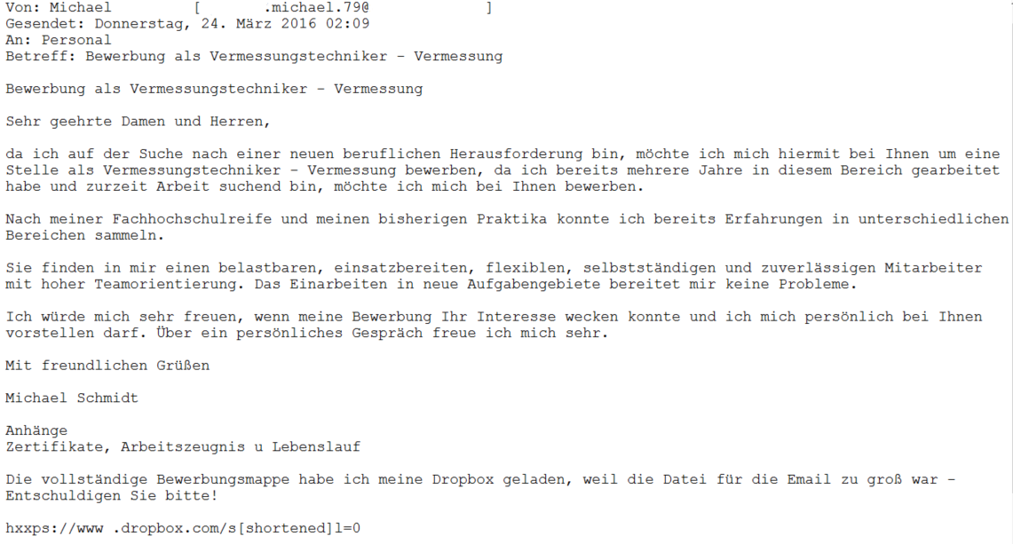 Petya - Job application E-Mail Petya - Job application E-Mail