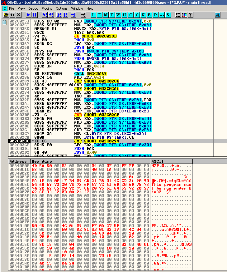 Decryption a PE file in the memory