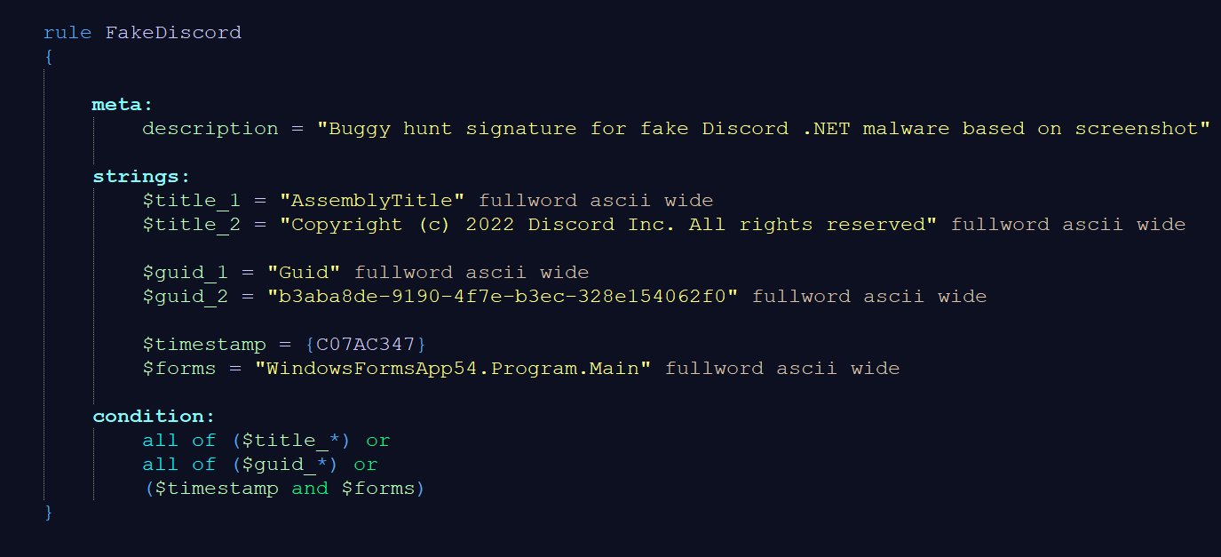 Faulty YARA signatures with various errors in them